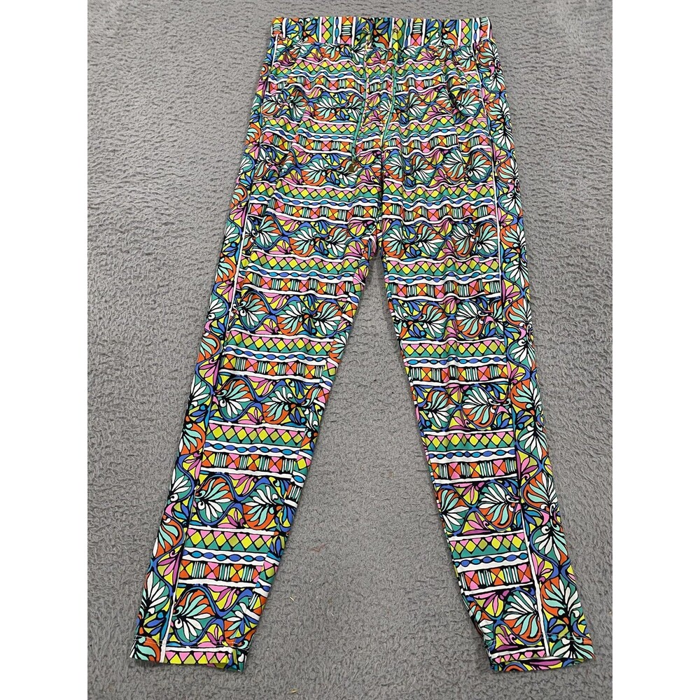 Trina Turk Leggings Womens Small Multicolor Geometric Mid Rise Ankle Pockets